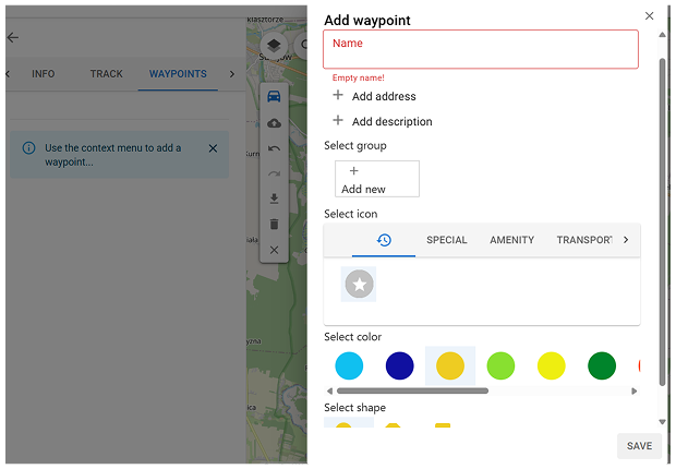 OsmAnd Web Waypoints Panel
