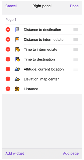 Configure screen menu