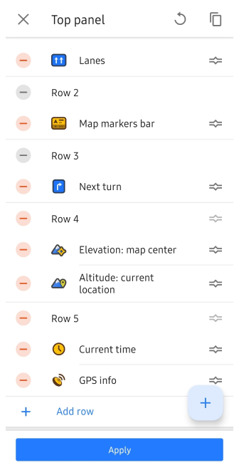 Configure screen menu