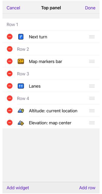 Configure screen menu