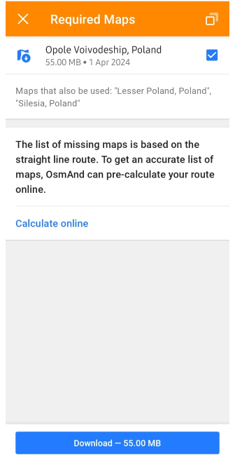 Message no maps when building navigation Android