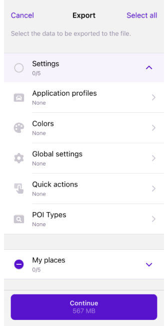 Profiles Actions Export iOS