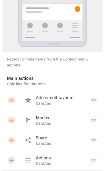 Profile Configure map menu Android