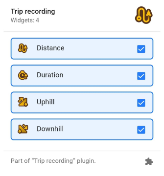 Trip recording widget