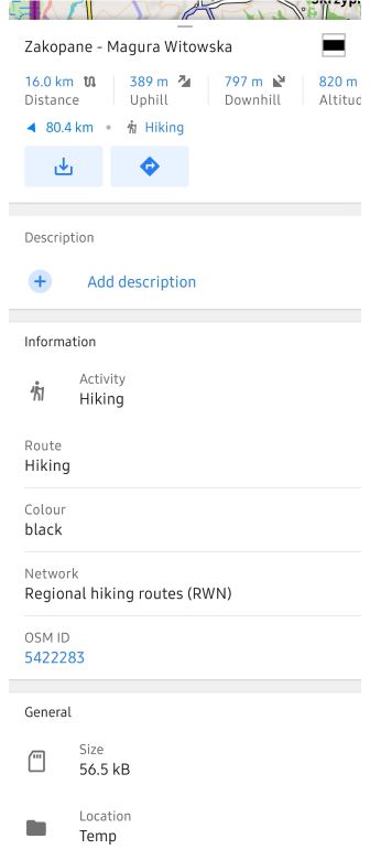 Route info
