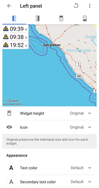 Widget Panel Appearance