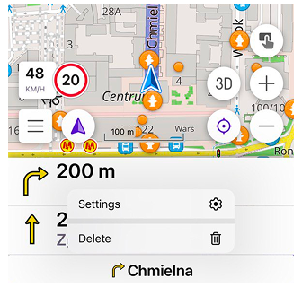 Street name with next turn ios