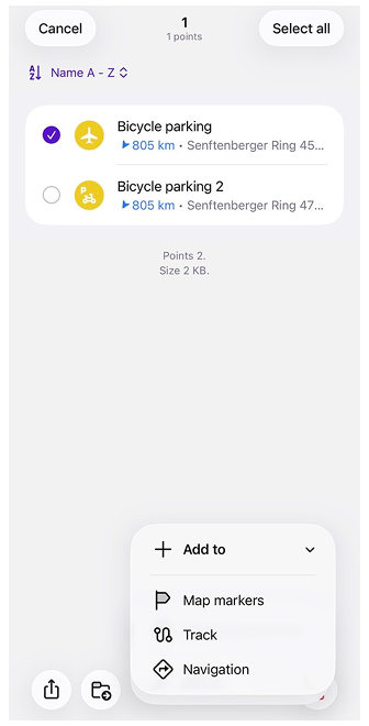 Favoritenaktionen iOS