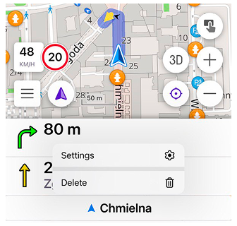 Straßenname ohne nächste Abbiegung iOS