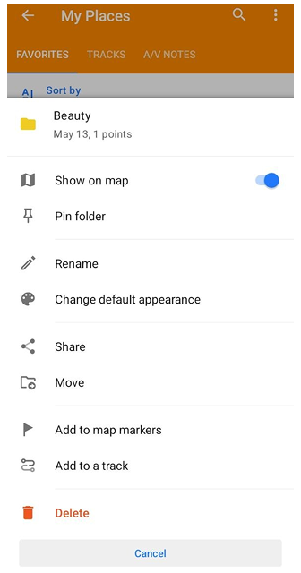 Funzioni cartella Preferiti Android