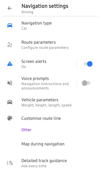 Impostazioni di navigazione Android