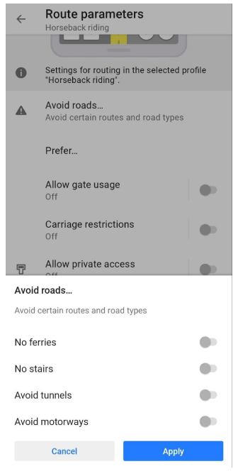 Wegen vermijden Android