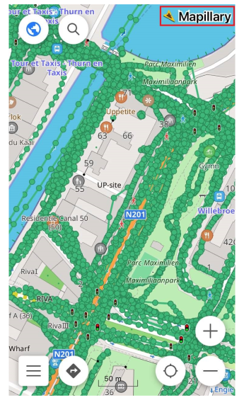 Mapillary plugin Kaartcontextmenu iOS