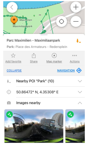 Mapillary plugin Kaartcontextmenu iOS