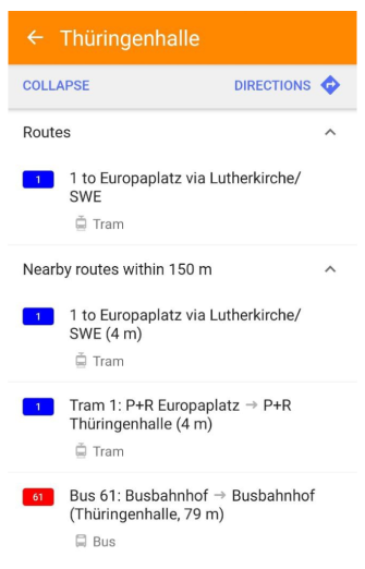 Openbaar vervoer routes Android