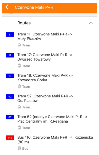 Openbaar vervoer routes iOS