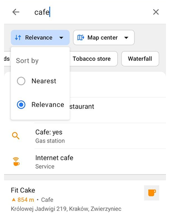 Zoek POI lijst Android