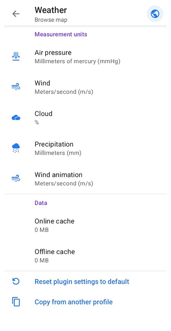 Weerinstellingen Android