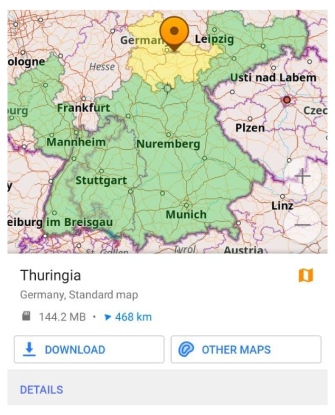 Krótkie dotknięcie mapy świata pozwala pobrać mapę regionu