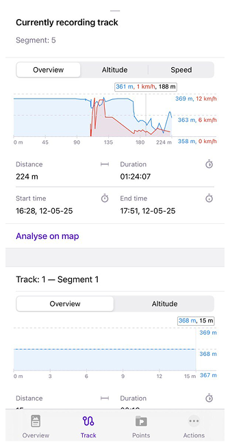 Widżet nagrywania trasy