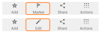 Adicionar ação de marcador Editar Android