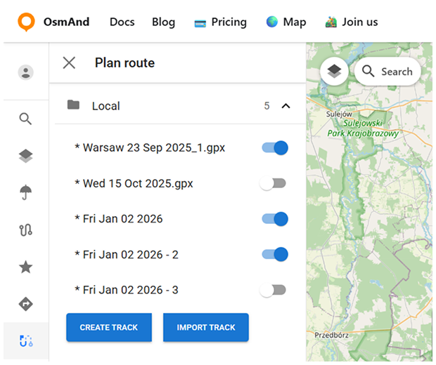 OsmAnd Web Criar Nova Rota