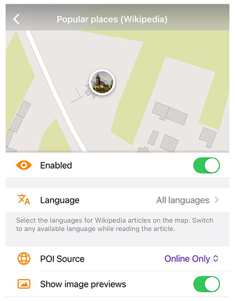 Menu de locais populares