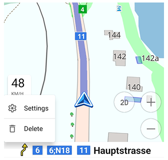 Nome da rua com próxima curva