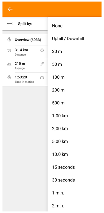 Track split by Android