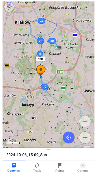 Track split by distance map