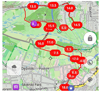 Меню треку Вигляд Інтервал поділу Android