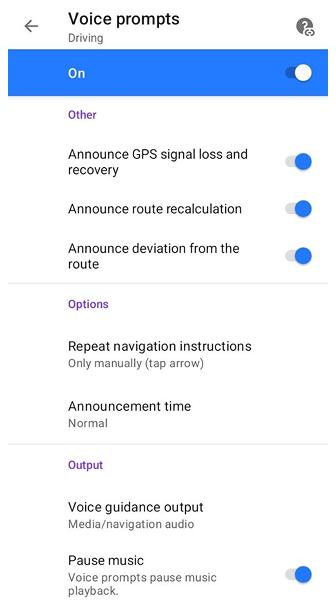 Налаштування голосової навігації Android